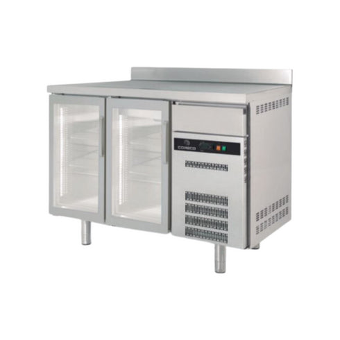Arrière bar en inox 2 portes vitrées battantes +2/+8°C gamme Classic - 1495x600x850mm
